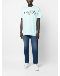 T-shirt à col rond imprimé bleu clair Philipp Plein