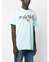 T-shirt à col rond imprimé bleu clair Philipp Plein