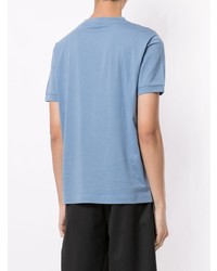 T-shirt à col rond imprimé bleu clair Giorgio Armani