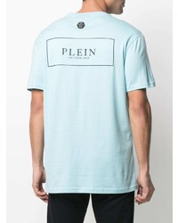 T-shirt à col rond imprimé bleu clair Philipp Plein