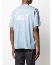 T-shirt à col rond imprimé bleu clair Diesel