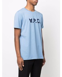 T-shirt à col rond imprimé bleu clair A.P.C.