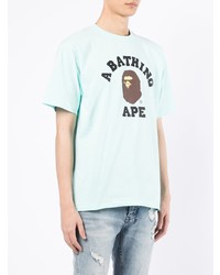 T-shirt à col rond imprimé bleu clair A Bathing Ape