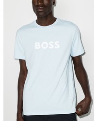 T-shirt à col rond imprimé bleu clair BOSS