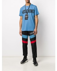 T-shirt à col rond imprimé bleu clair Moschino