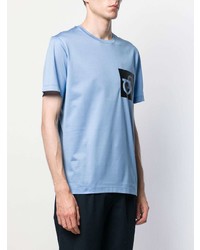 T-shirt à col rond imprimé bleu clair Salvatore Ferragamo
