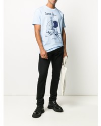 T-shirt à col rond imprimé bleu clair DSQUARED2