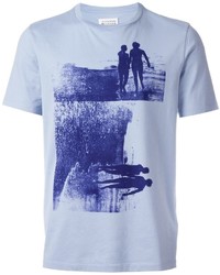 T-shirt à col rond imprimé bleu clair Maison Margiela