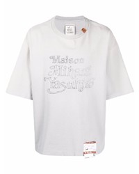 T-shirt à col rond imprimé bleu clair Maison Mihara Yasuhiro