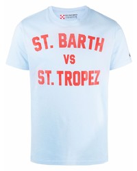 T-shirt à col rond imprimé bleu clair MC2 Saint Barth