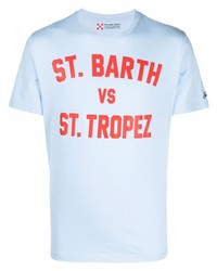 T-shirt à col rond imprimé bleu clair MC2 Saint Barth