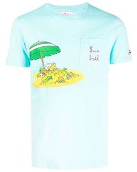 T-shirt à col rond imprimé bleu clair MC2 Saint Barth