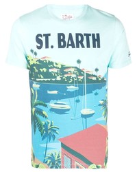 T-shirt à col rond imprimé bleu clair MC2 Saint Barth