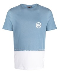 T-shirt à col rond imprimé bleu clair Michael Kors