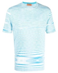 T-shirt à col rond imprimé bleu clair Missoni