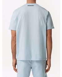 T-shirt à col rond imprimé bleu clair Burberry