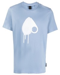 T-shirt à col rond imprimé bleu clair Moose Knuckles