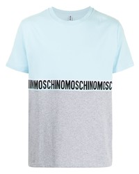 T-shirt à col rond imprimé bleu clair Moschino