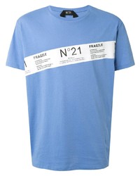 T-shirt à col rond imprimé bleu clair N°21