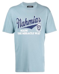 T-shirt à col rond imprimé bleu clair Nahmias