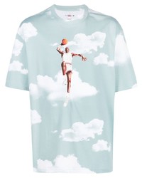 T-shirt à col rond imprimé bleu clair Nike