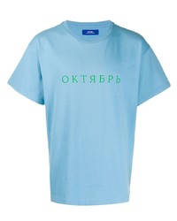 T-shirt à col rond imprimé bleu clair PACCBET