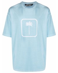 T-shirt à col rond imprimé bleu clair Palm Angels