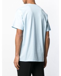 T-shirt à col rond imprimé bleu clair Raf Simons