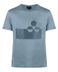 T-shirt à col rond imprimé bleu clair Peuterey