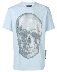 T-shirt à col rond imprimé bleu clair Philipp Plein