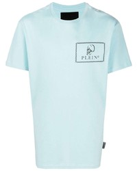 T-shirt à col rond imprimé bleu clair Philipp Plein