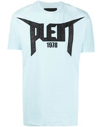 T-shirt à col rond imprimé bleu clair Philipp Plein