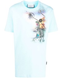 T-shirt à col rond imprimé bleu clair Philipp Plein