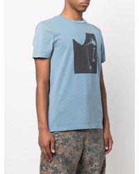 T-shirt à col rond imprimé bleu clair Diesel