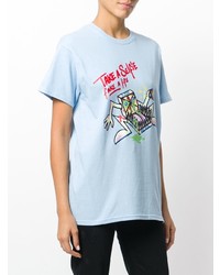 T-shirt à col rond imprimé bleu clair Bad Deal