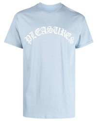 T-shirt à col rond imprimé bleu clair Pleasures