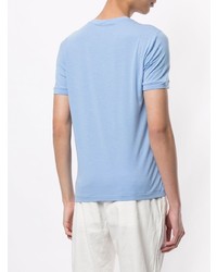 T-shirt à col rond imprimé bleu clair Giorgio Armani