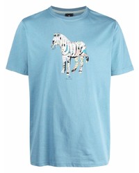 T-shirt à col rond imprimé bleu clair PS Paul Smith