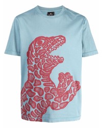 T-shirt à col rond imprimé bleu clair PS Paul Smith