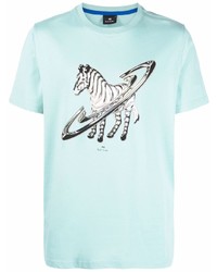 T-shirt à col rond imprimé bleu clair PS Paul Smith