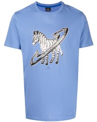 T-shirt à col rond imprimé bleu clair PS Paul Smith