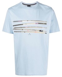 T-shirt à col rond imprimé bleu clair PS Paul Smith