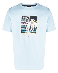 T-shirt à col rond imprimé bleu clair PS Paul Smith