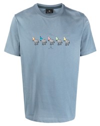 T-shirt à col rond imprimé bleu clair PS Paul Smith