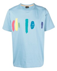 T-shirt à col rond imprimé bleu clair PS Paul Smith