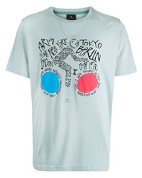 T-shirt à col rond imprimé bleu clair PS Paul Smith