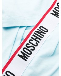 T-shirt à col rond imprimé bleu clair Moschino