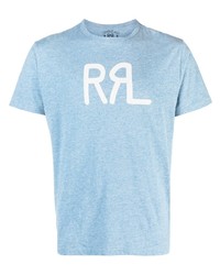 T-shirt à col rond imprimé bleu clair Ralph Lauren RRL