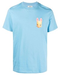 T-shirt à col rond imprimé bleu clair Sandro