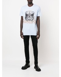 T-shirt à col rond imprimé bleu clair Philipp Plein